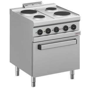Cucina elettrica 4 placche, su forno elettrico GN 2/1