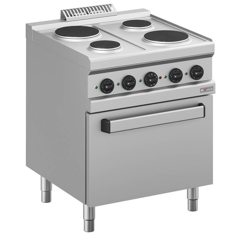 Cucina elettrica 4 placche, su forno elettrico GN 2/1