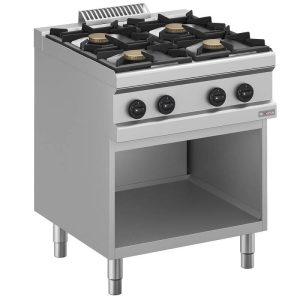 Cucina a gas 4 fuochi, su armadio aperto