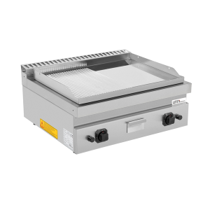 Countertop GAS | Griddle plate Gas– 1/2 Smooth - 1/2 Grooved Chrome – G70GP20B+GSC