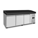 Tavoli Refrigerati per Pizza | Banco Pizza 3 Porte – Granito Nero – 202x80x100cm