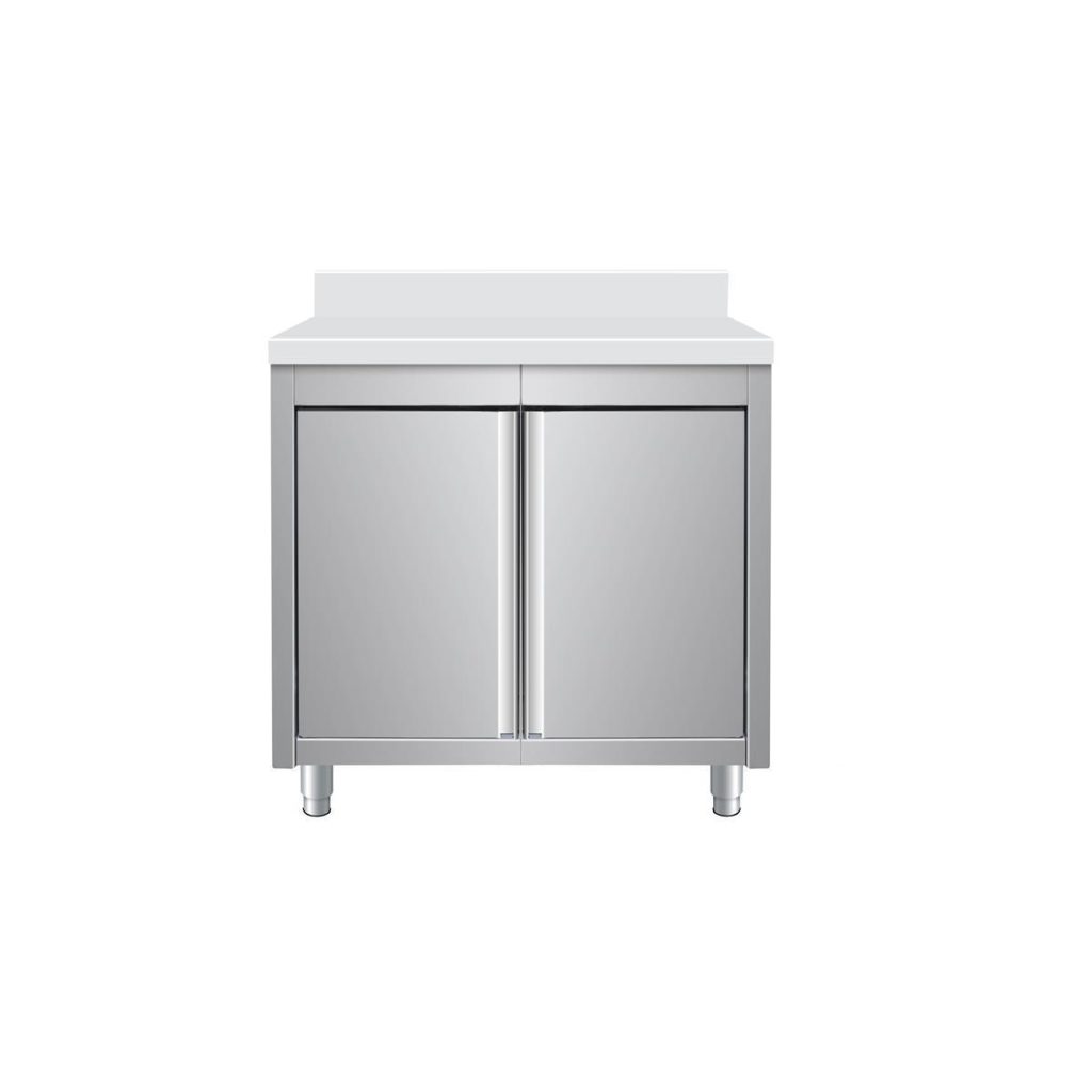 Armadio da lavoro in acciaio inox, con alzatina, 80 x 70
