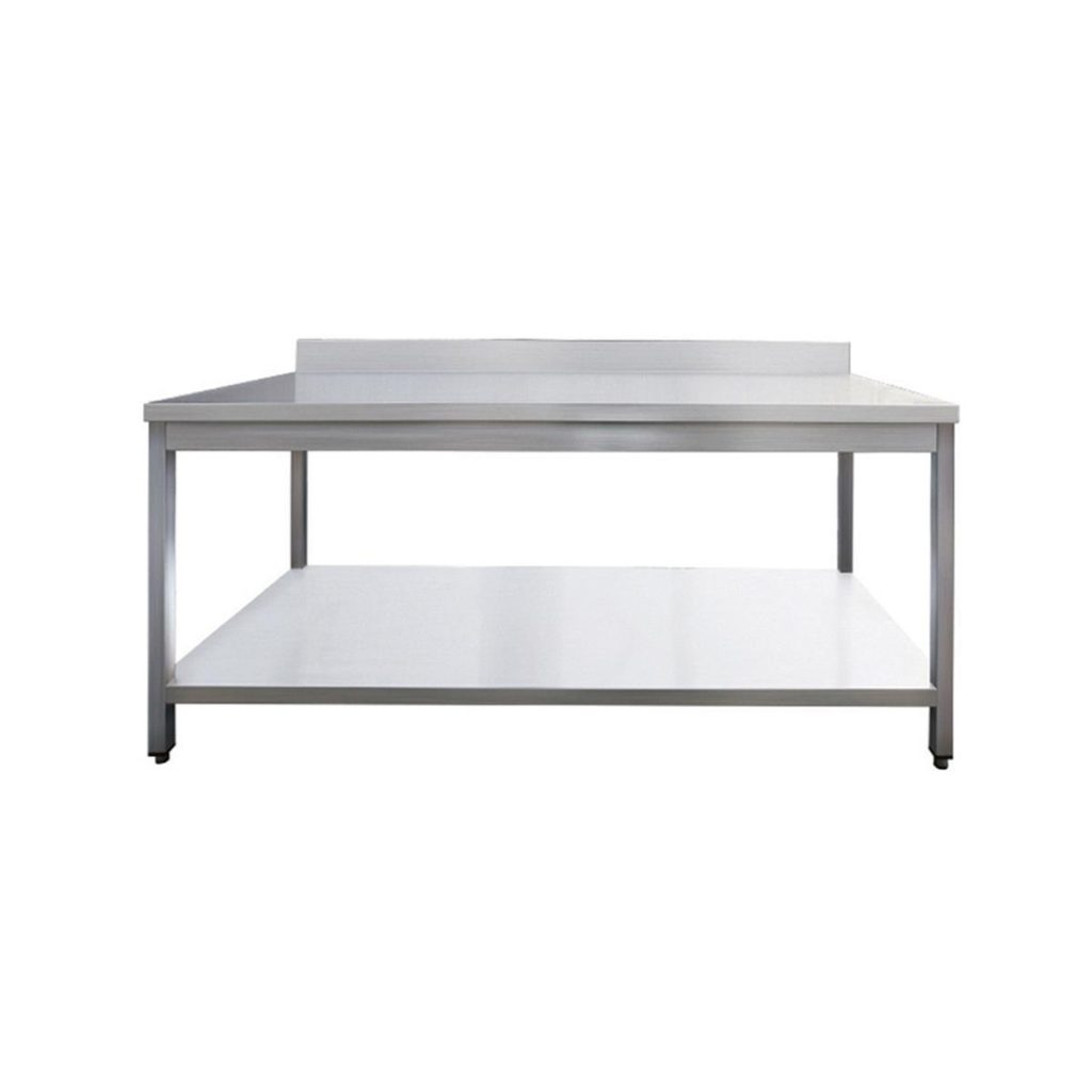 Tavolo da lavoro in acciaio inox, con alzatina, 80 x 70