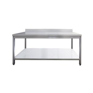 Tavolo da lavoro in acciaio inox, con alzatina, 80 x 70