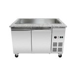 SNACK-Line Bain-Marie Theke 3x GN1/1, Granit rosa-grau, 123x82x85,5 Glasaufbau Klarglas mit Zwischenablage, H=496mm