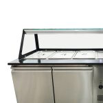 SNACK-Line Bain-Marie Theke 3x GN1/1, Granit Star Galaxy schwarz, 123x82x85,5 Glasaufbau Klarglas schwarzer Rand, ohne Zwischenablage, H=396mm