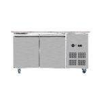 SNACK-Line Bain-Marie Theke 4x GN1/1, Granit rosa-grau, 153x82x85,5 Glasaufbau Klarglas mit Zwischenablage, H=496mm
