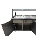 SNACK-Line Bain-Marie Theke 4x GN1/1, Granit Star Galaxy schwarz, 153x82x85,5 Glasaufbau Klarglas ohne Zwischenablage, H=396mm
