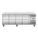Tavolo refrigerato InoxGastroshop 8 cassetti GN 1/1 con alzatina – 550 L