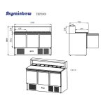 Saladette pizza 3 porte, sovrastruttura in acciaio inox, 137 x 70