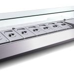 Pizza Kühltisch PRO, Granit Star Galaxy schwarz, 3 Türen + 3 Schubladen, 200 x 80 Kühlaufsatz GN1/4 mit Glas
