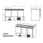 Saladette 3 porte, capacità 260 l, 137 x 70, con coperchio scorrevole