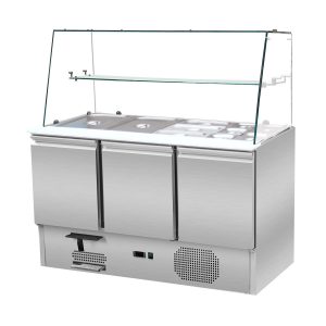 Saladette 3 Türen,137 x 70 gerader Glasaufbau, Klarglas