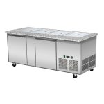 SNACK-Line, Kalte Theke, 4x GN1/1, Granit rosa-grau, 153x82x85.5 Klarglas mit Zwischenablage, H=496mm