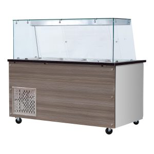 SNACK-Line, Kalte Theke, 5x GN1/1, Granit Star Galaxy schwarz, 188x82x85.5 Glasaufbau Klarglas mit Zwischenablage, H=496mm