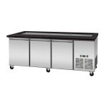 SNACK-Line, Kalte Theke, 5x GN1/1, Granit Star Galaxy schwarz, 188x82x85.5 Glasaufbau Klarglas schwarzer Rand, ohne Zwischenablage H=396mm