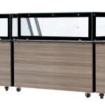 SNACK-Line, Kalte Theke, 5x GN1/1, Granit Star Galaxy schwarz, 188x82x85.5 Glasaufbau Klarglas schwarzer Rand, ohne Zwischenablage H=396mm