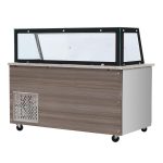 SNACK-Line, Kalte Theke, 6x GN1/1, Granit rosa-grau, 223x82x85.5 Glasaufbau Klarglas schwarzer Rand, ohne Zwischenablage H=396mm