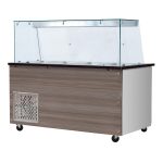 SNACK-Line, Kalte Theke, 6x GN1/1, Granit Star Galaxy schwarz, 223x82x85.5 Glasaufbau Klarglas mit Zwischenablage, H=496mm
