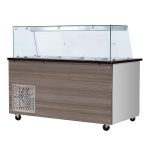SNACK-Line, Kalte Theke, 6x GN1/1, Granit Star Galaxy schwarz, 223x82x85.5 Glasaufbau Klarglas ohne Zwischenablage, H=396mm