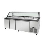 SNACK-Line, Kalte Theke, 6x GN1/1, Granit Star Galaxy schwarz, 223x82x85.5 Glasaufbau Klarglas schwarzer Rand, ohne Zwischenablage H=396mm