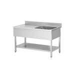Tavolo lavello in acciaio inox, una vasca a destra, 100 x 60