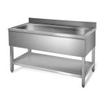 Tavolo lavello in acciaio inox, una vasca al centro, 100 x 70