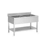 Lavello professionale a 2 vasche centrali – 1200 × 600 × 850 mm