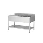 Tavolo lavello in acciaio inox, due vasche a destra, 180 x 70