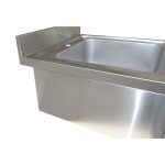 Centro lavaggio in acciaio inox, due vasche a destra, 180 x 70