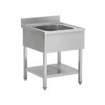 Tavolo lavello in acciaio inox, una vasca al centro, 70 x 60