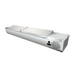 Vetrina refrigerata a giorno GN 1/4, 200 x 34, coperchio in acciaio inox