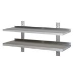 Mensola a parete in acciaio inox rinforzata, 2 ripiani, 80×30
