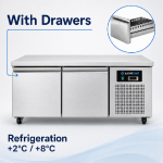 Refrigerated & Freezer tables | Refrigerated Counter | Low Model | 2 Drawers (1/1 GN) | 1210x700x600(h)mm