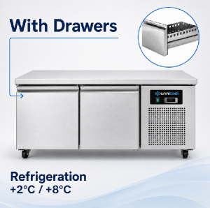 Refrigerated & Freezer tables | Refrigerated Counter | Low Model | 2 Drawers (1/1 GN) | 1210x700x600(h)mm