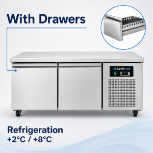 Tavoli Refrigerati e Congelatori | Banco Refrigerato | Modello Basso | 2 Cassetti (GN 1/1) | 1210x700x600(h)mm