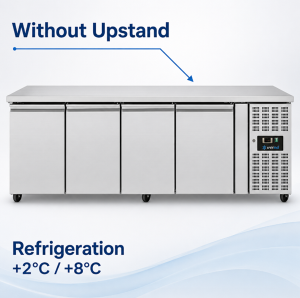 Refrigerated & Freezer tables | Refrigerated Counter – 4 Doors – Without Upstand – 2230x700x850mm
