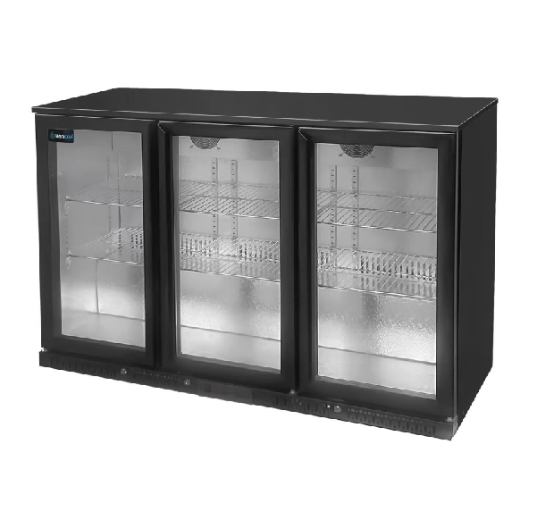 Glass Door Refrigerators | Barcooler Black 3 Doors – 1350x525xH900mm