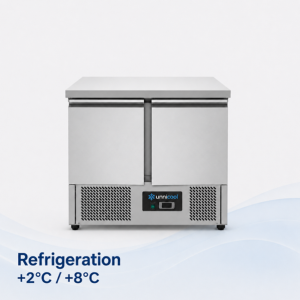 Refrigerated & Freezer tables | Refrigerated Workbench | 2 Doors (1/1 GN) | +2°C / +8°C | 90x70x85(h) cm