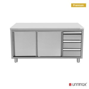Work cabinets without upstand and 3 drawers Right-600 | 1200 x 600 x H850mm