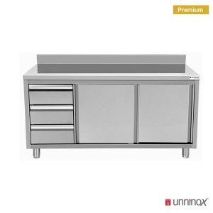 Work cabinets with upstand and 3 drawers Left 700 | 1200 x 700 x H850mm
