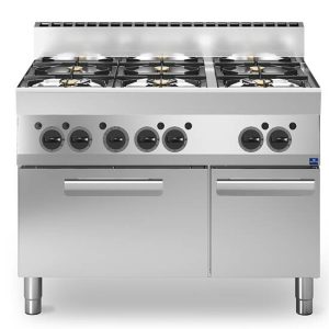 Cucina a gas, 6 fuochi, 1 forno a gas, 1 vano chiuso