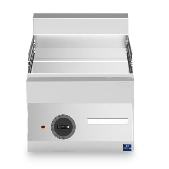 Fry top elettrico da banco, piastra cromata liscia