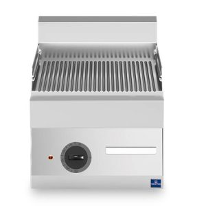 Fry top elettrico da banco, piastra rigata