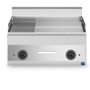 Fry top elettrico da banco, piastra 1/3 rigata e 2/3 liscia