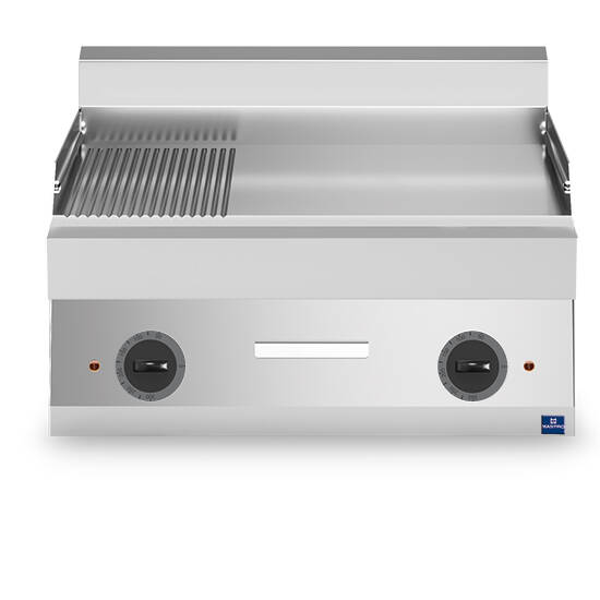 Fry top elettrico da banco, piastra 1/3 rigata e 2/3 liscia