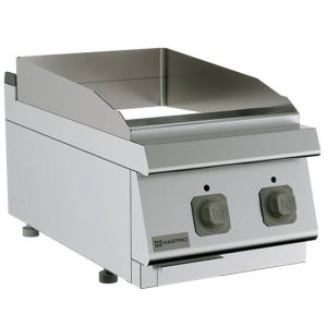Fry-top elettrico da banco, piastra liscia cromata