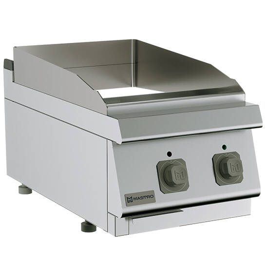 Fry-top elettrico da banco, piastra liscia cromata