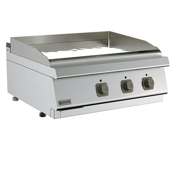 Fry-top elettrico da banco, piastra liscia cromata