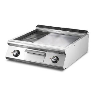 Fry-top elettrico versione top, 1/3 rigata e 2/3 piastra liscia cromata